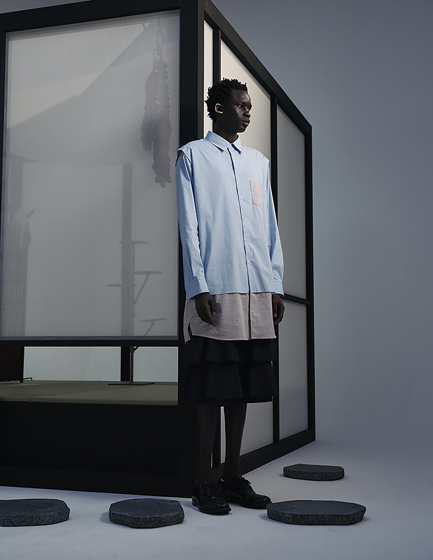 Double Long Shirt (Blue Stripe)