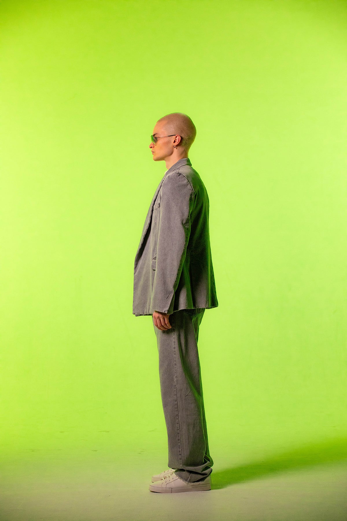Aging Denim Double Breasted Tailored Jacket