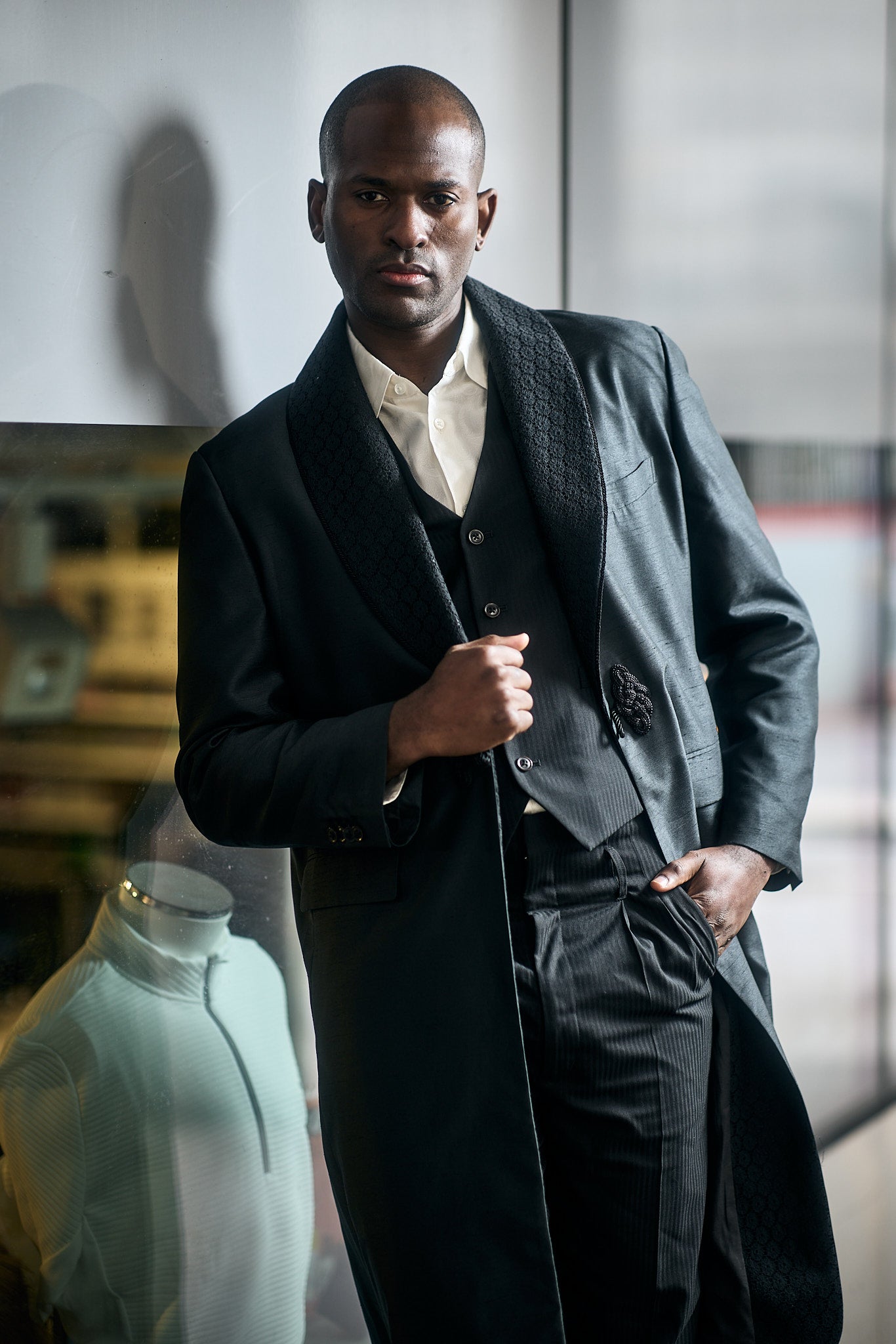 Classic Smoking Long Jacket "Godfather Black"