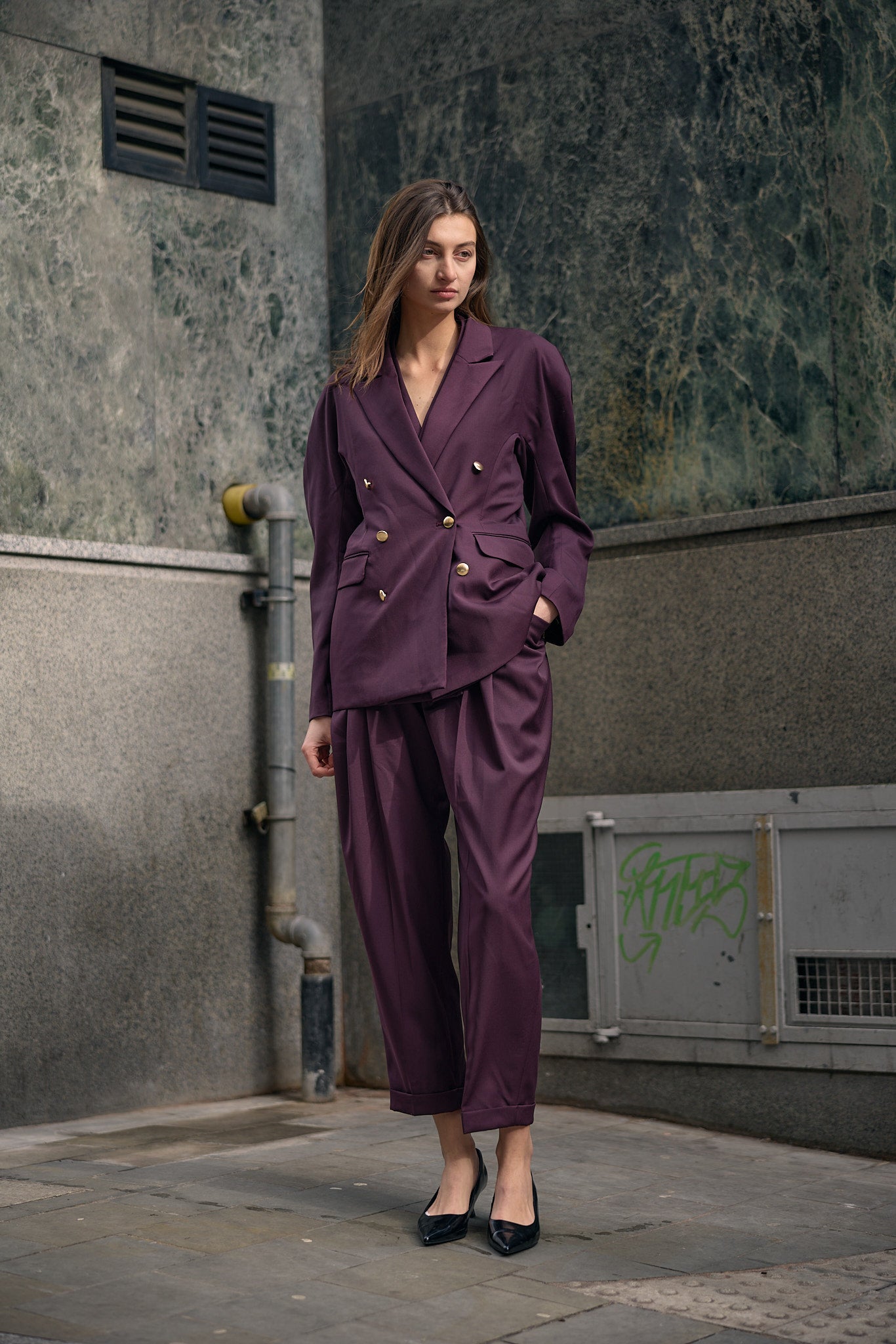 Classic Double Breased Tailored Jacket "Power Suits"