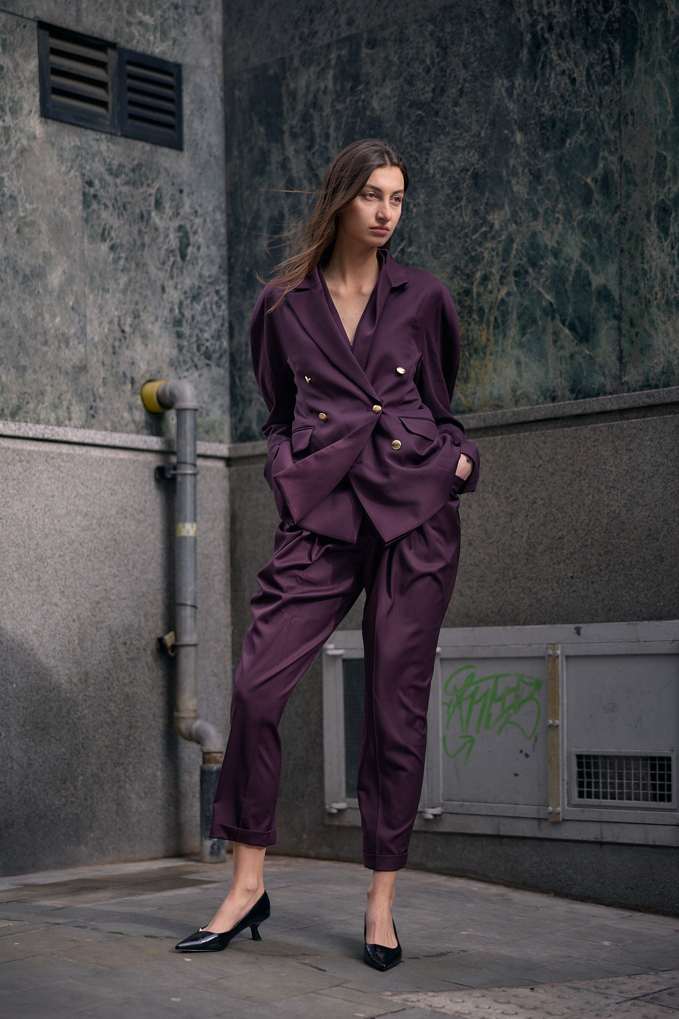 Classic Double Breased Tailored Jacket "Power Suits"
