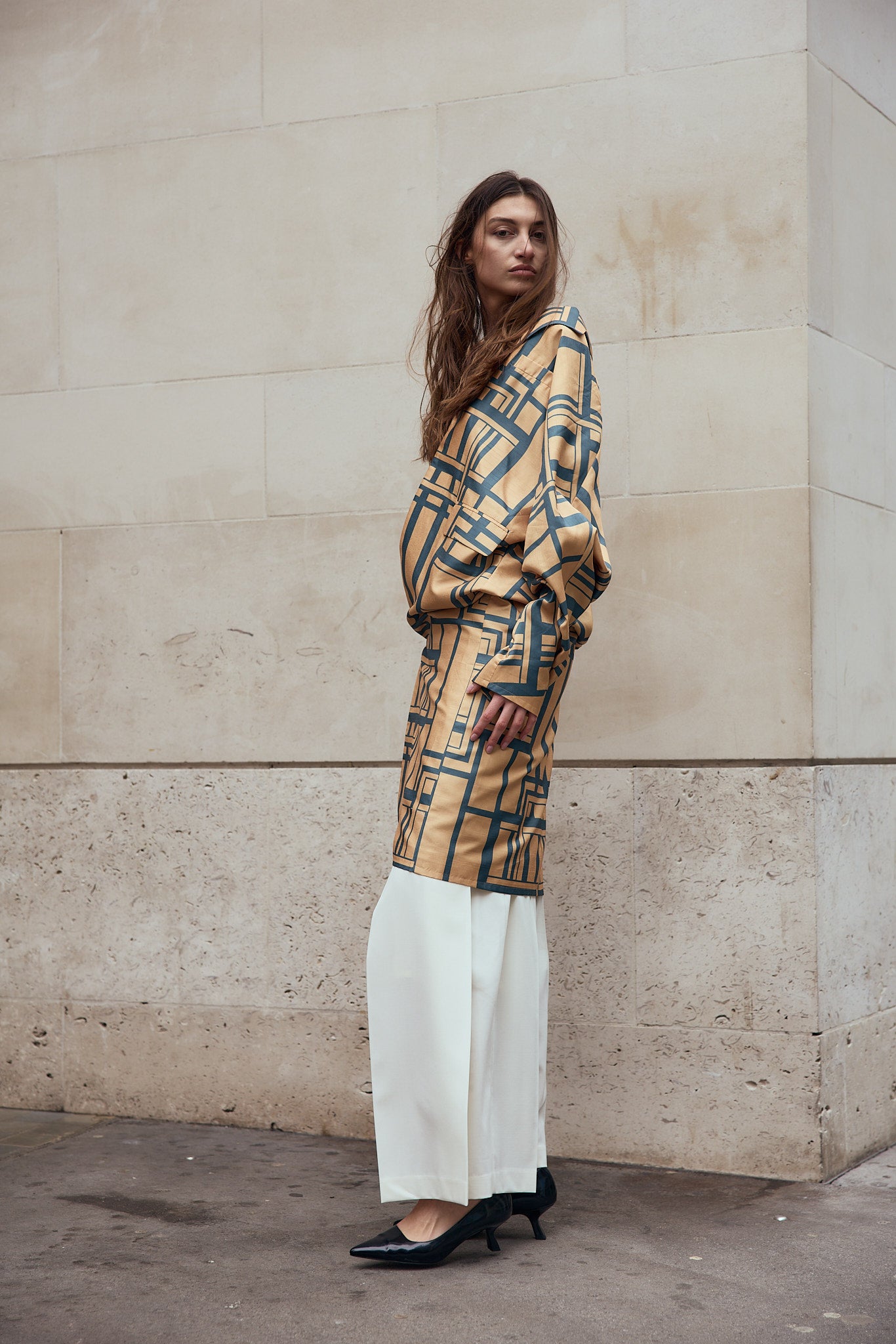 Classic Smoking Long Jacket "Kimono Mid Century"