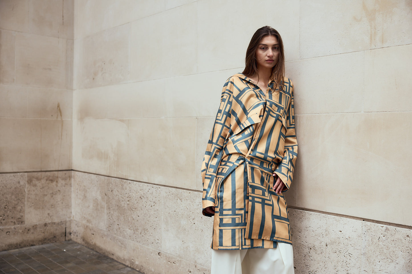 Classic Smoking Long Jacket "Kimono Mid Century"