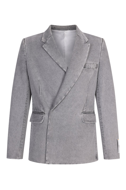 Aging Denim Double Breasted Tailored Jacket