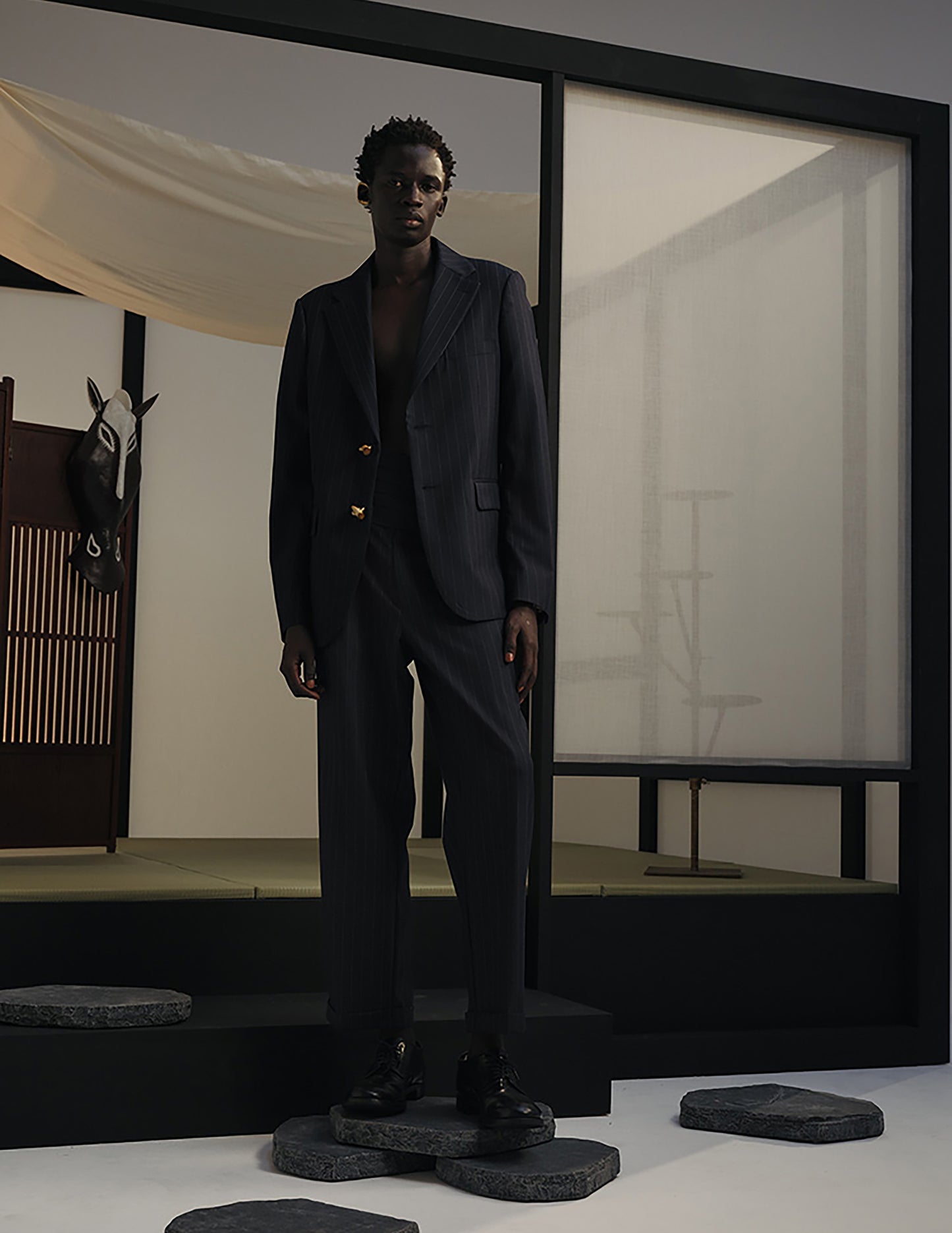 Tailored Jacket (Navy Stripe)