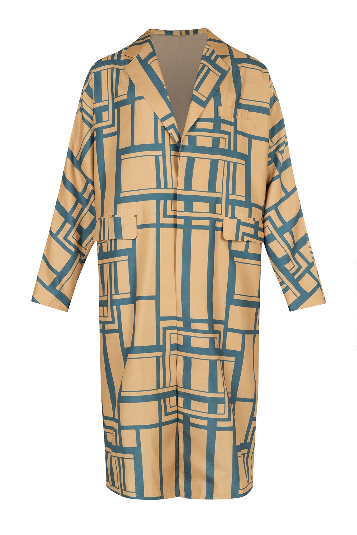 Classic Smoking Long Jacket "Kimono Mid Century"