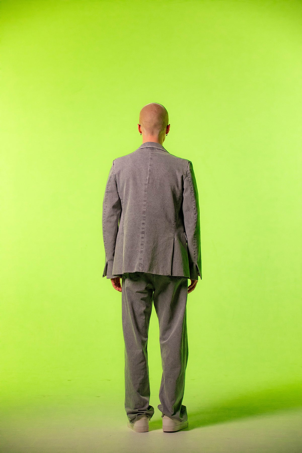 Aging Denim Double Breasted Tailored Jacket